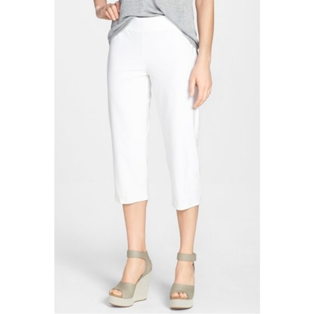 Eileen Fisher Capris White Cropped Pants Stretchy Lounge Casual Summer Size XS